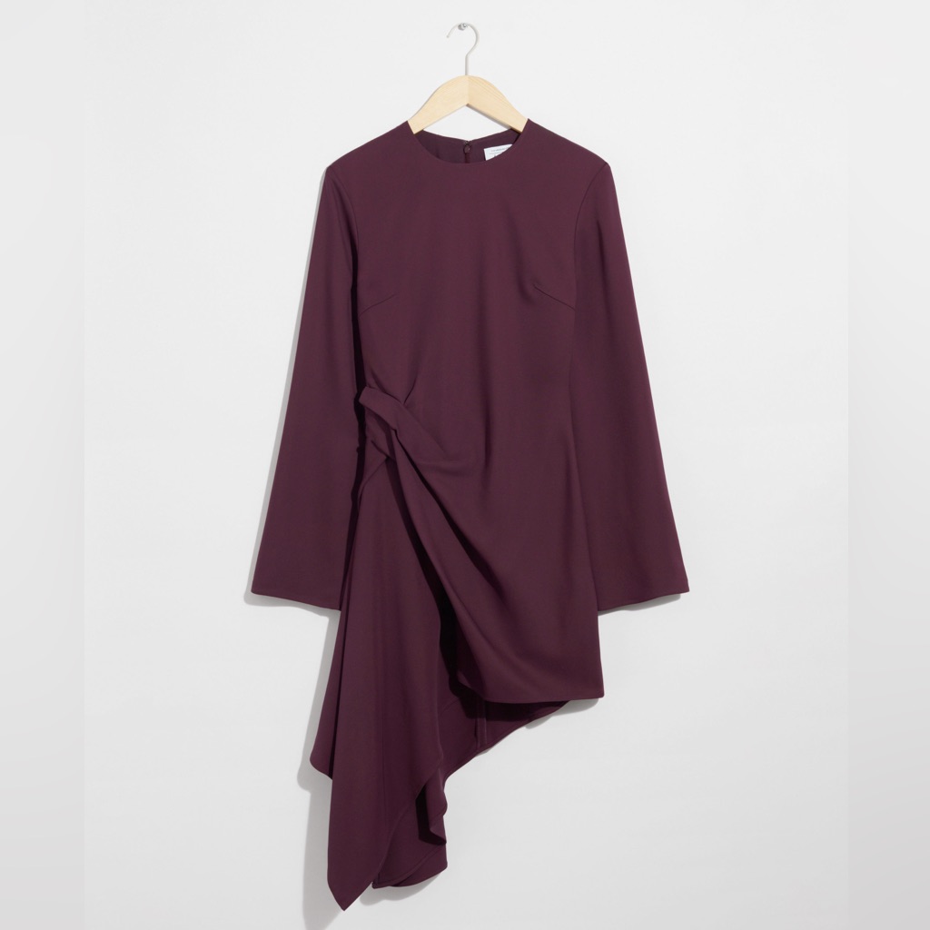 & Other Stories Deep Purple Asymmetric Mini Dress